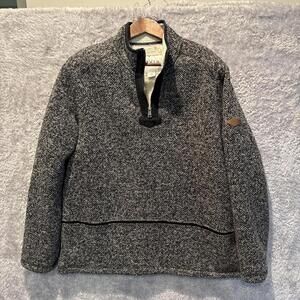 Orvis Men's Gray 1/4 Zip Heavyweight Pullover Fleece Sherpa Lined Mens Size L